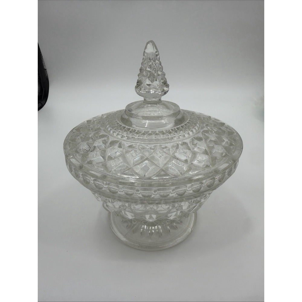 Vintage Heavy Glass Candy Dish & Lid Wexford by ANCHOR HOCKING